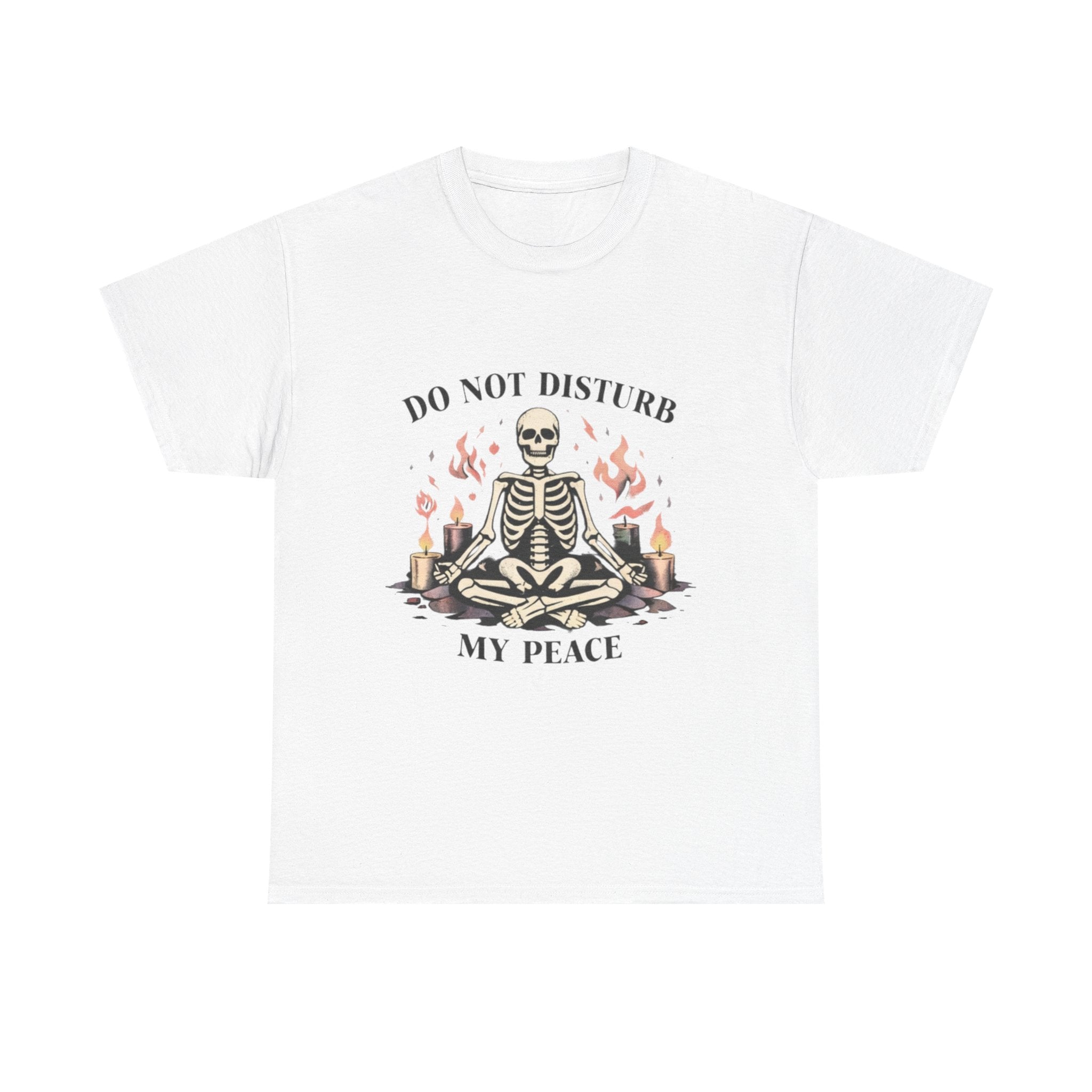 Do Not Disturb My Peace Skeleton T-Shirt — Meditative Skull Yoga Tee