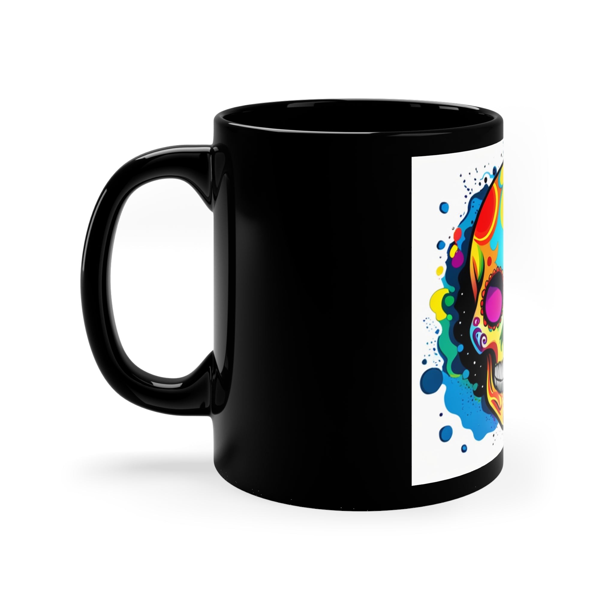 11oz Black skull Mug