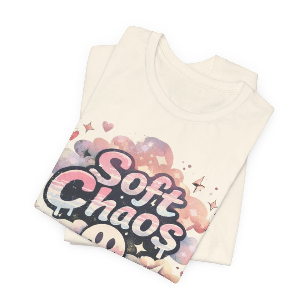 Soft Chaos Graphic Tee — Cute Pastel Cloud Smiley Shirt