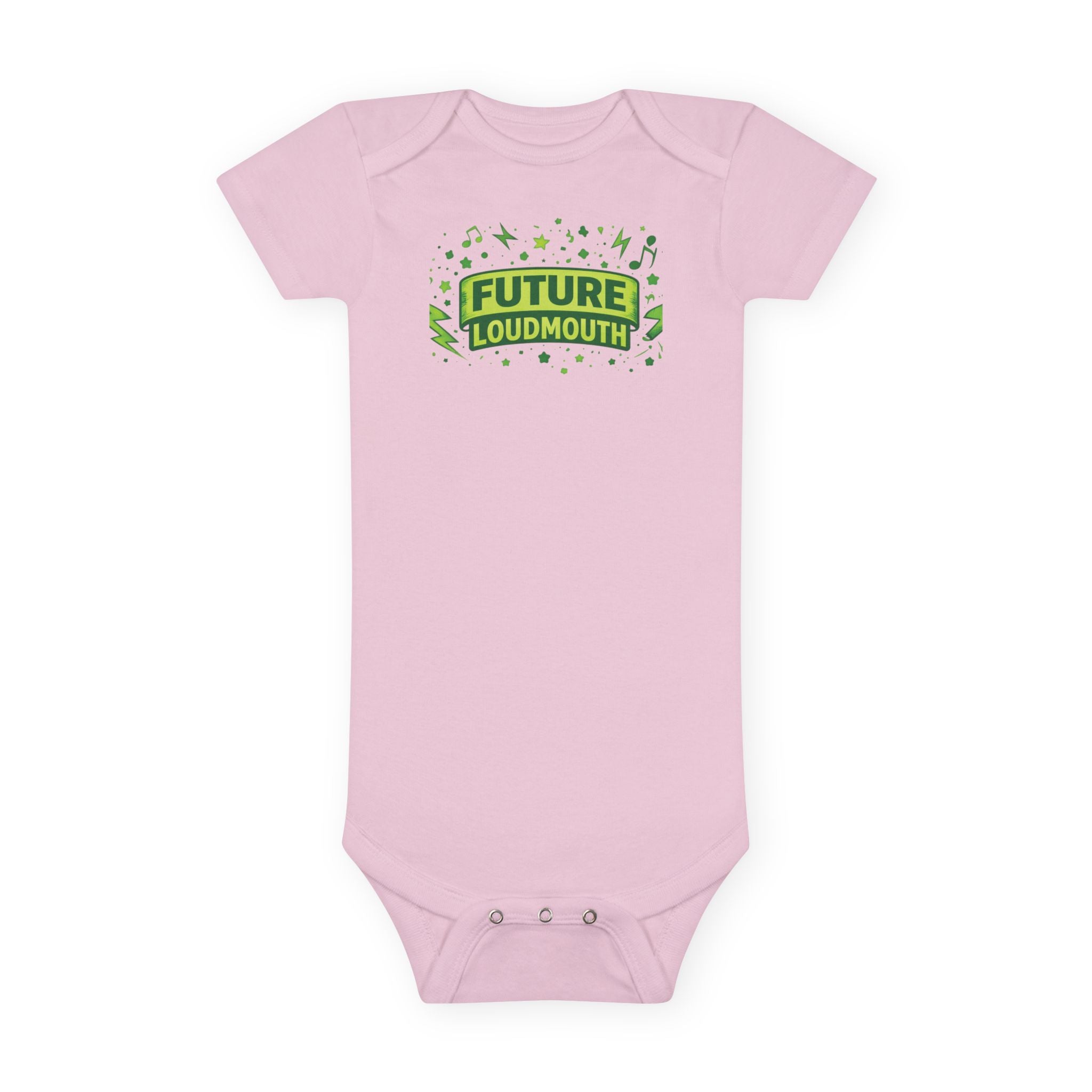 Future Loudmouth Baby Onesie – Funny Green Graphic Infant Bodysuit