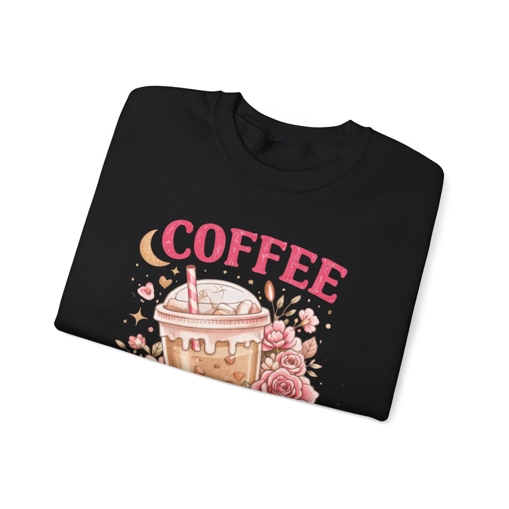 Coffee & Chaos Sweatshirt — Cute Floral Iced Coffee Graphic Crewneck
