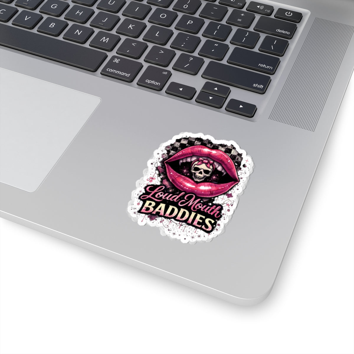 Loud Mouth Baddies Kiss-Cut Sticker — Pink Lip Skull Graphic