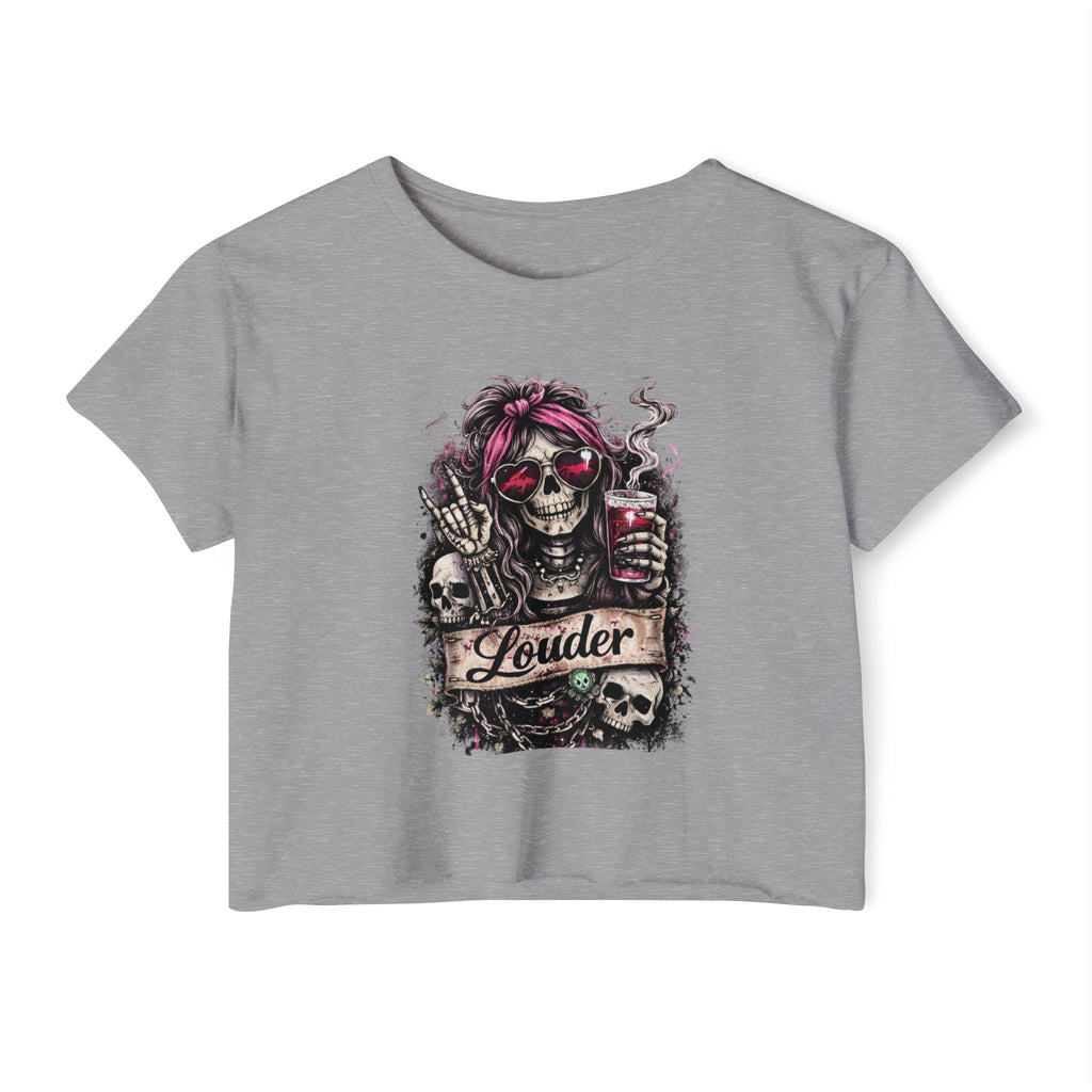 Louder Skull Crop Top — Women's Festival Graphic Tee