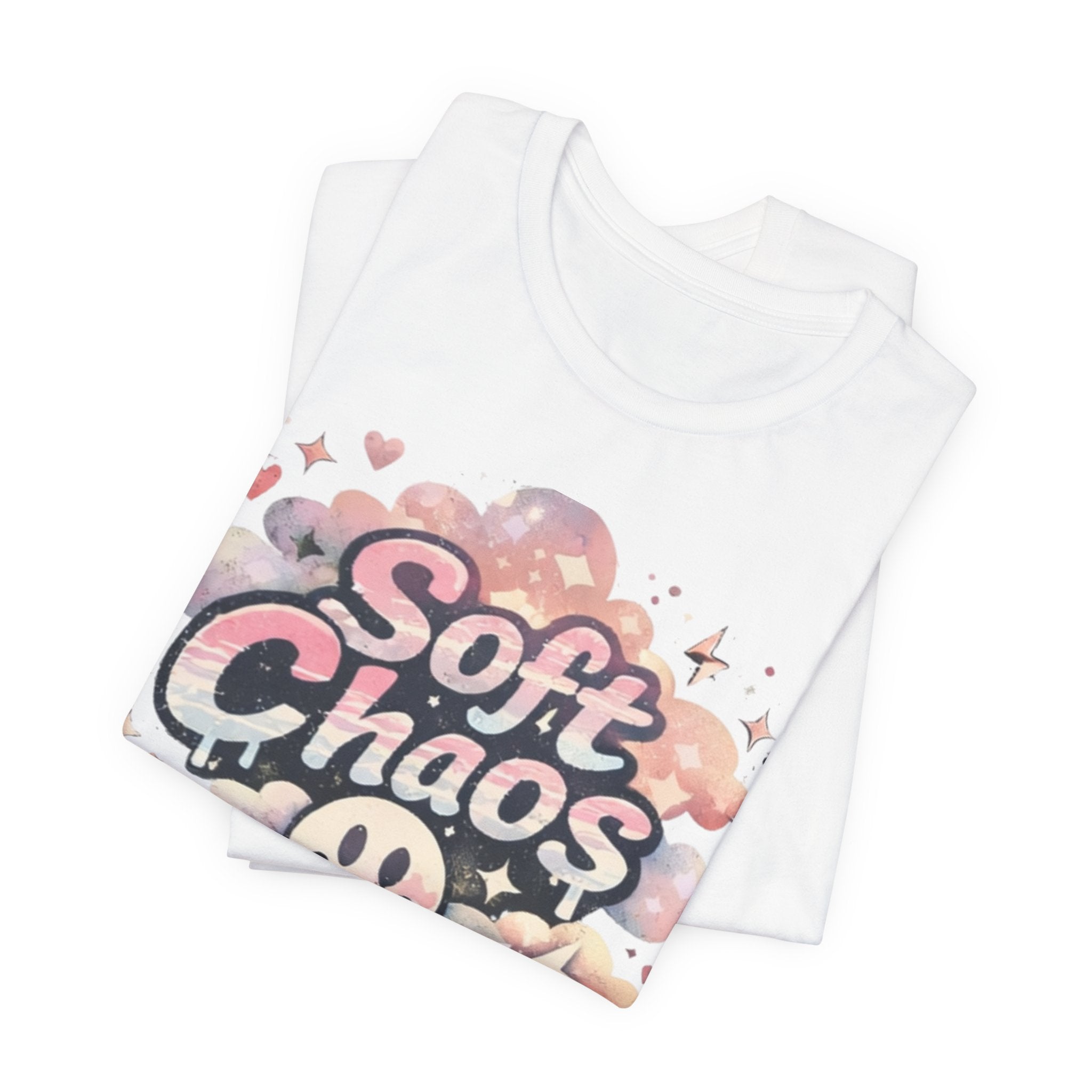 Soft Chaos Graphic Tee — Cute Pastel Cloud Smiley Shirt