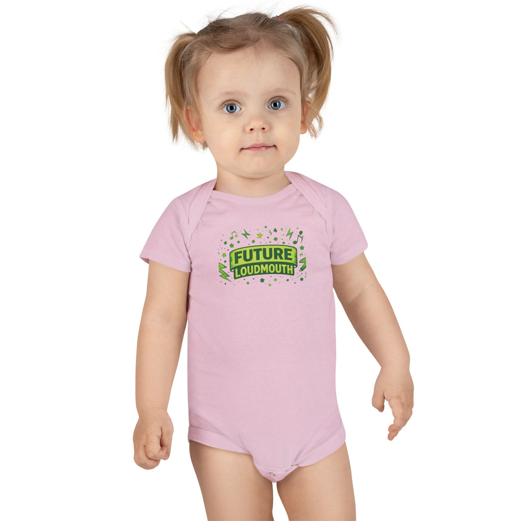 Future Loudmouth Baby Onesie – Funny Green Graphic Infant Bodysuit