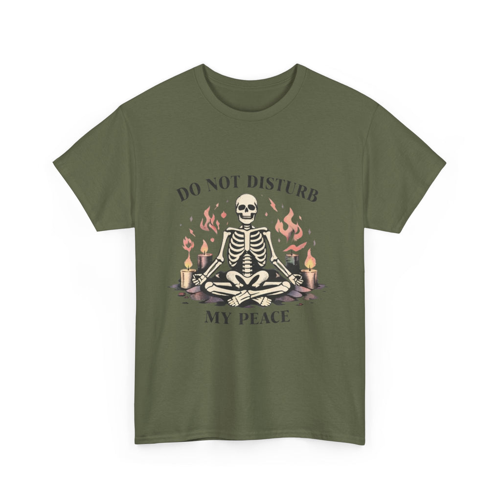 Do Not Disturb My Peace Skeleton T-Shirt — Meditative Skull Yoga Tee