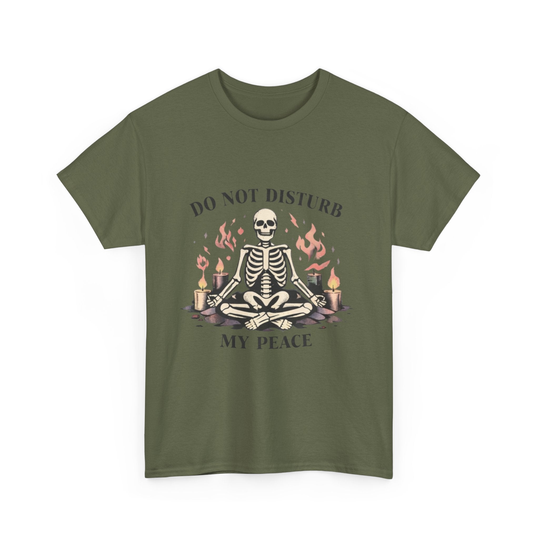 Do Not Disturb My Peace Skeleton T-Shirt — Meditative Skull Yoga Tee